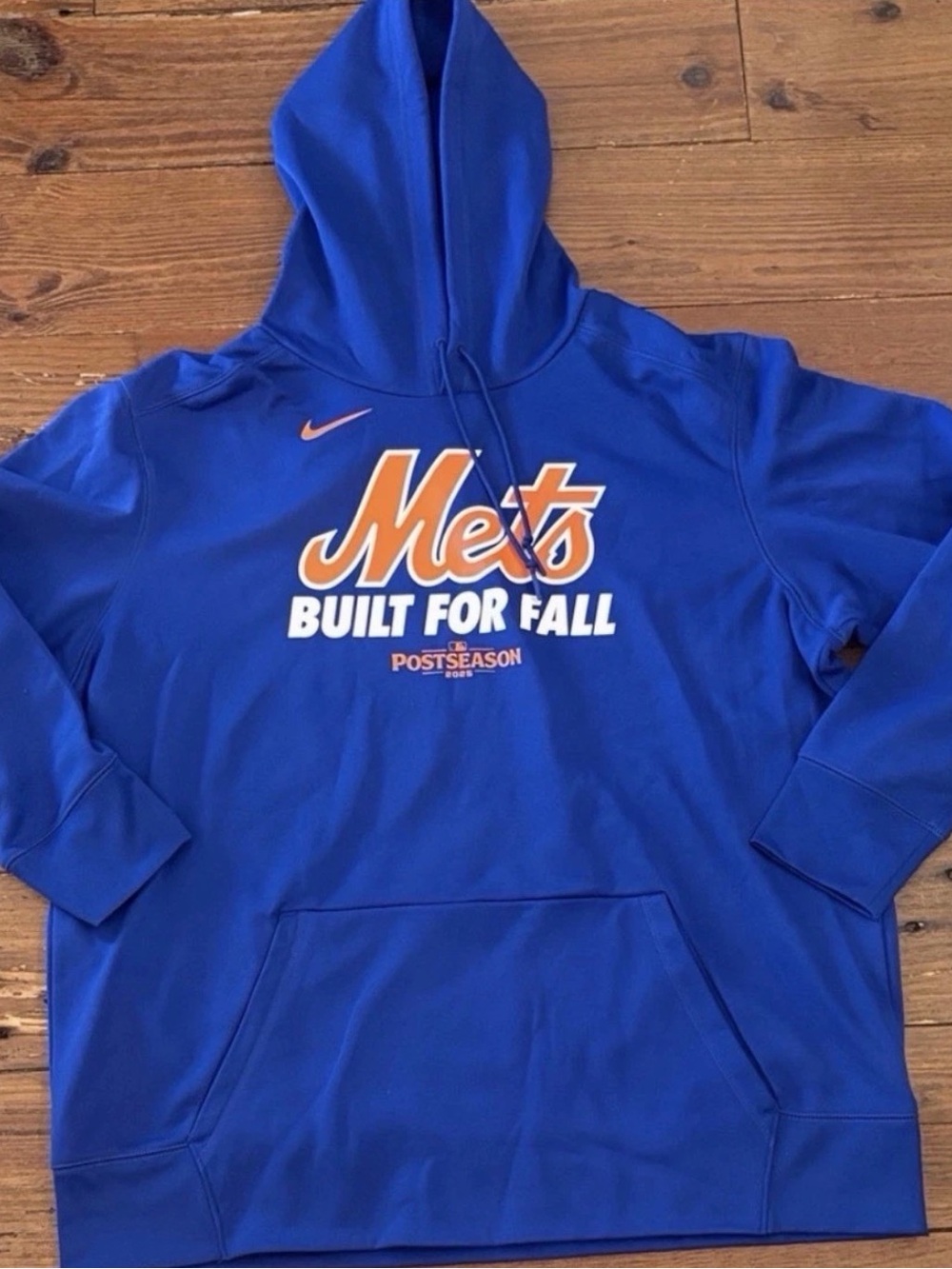 Nike Blue Mets 'Built For Fall' Hoodie with Orange Logo NWOT